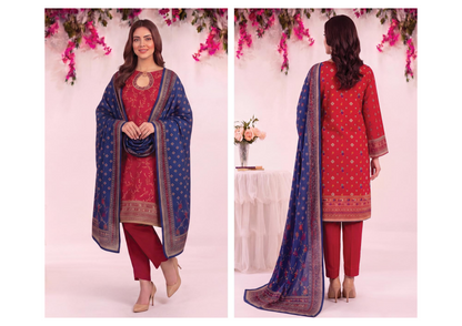 MJ D #A0401-5 – Gold Paste Printed Lawn 3Pcs Collection