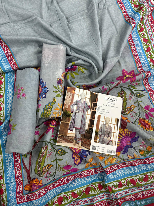COCO CORDS BY DASTAN Unstitched Original Lawn 3 Piece Collection Designs #7