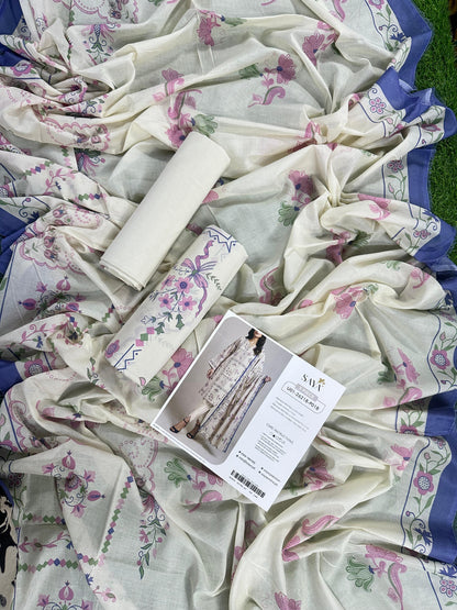 SAYA D.C:-U01-26218-P01B - 3 Piece Printed Lawn Collection