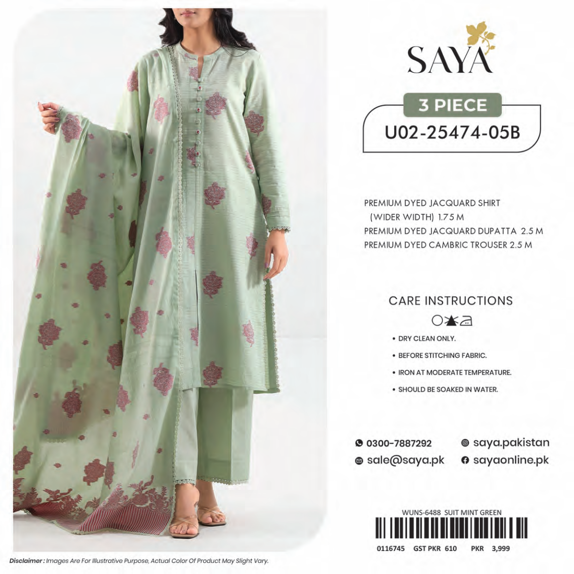 Saya Unstitched Jacquard 100% Original Cotton 3 PCs Suit In WHOLESALE PRICE 💯✨