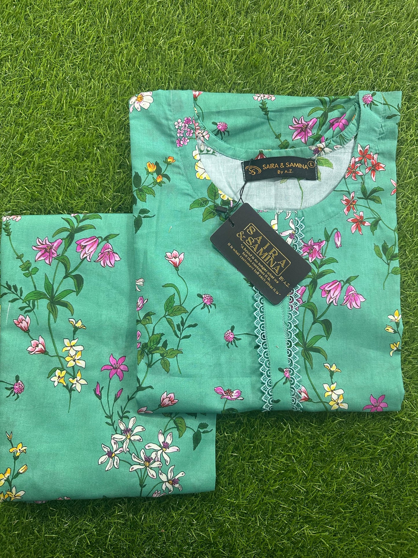Saira & Samina Stitched CORDSET 2PCs Pure Lawn – Ready to Wear Collection