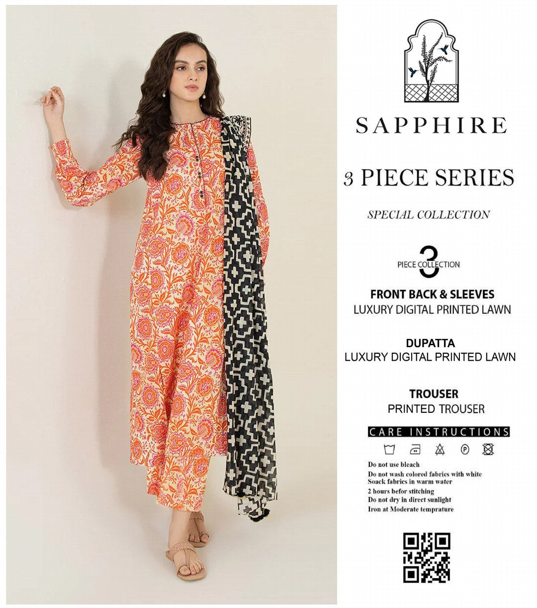 Sapphire Flora Unstitched Lawn 3 Pieces in Wholesale Price 🔥❤️