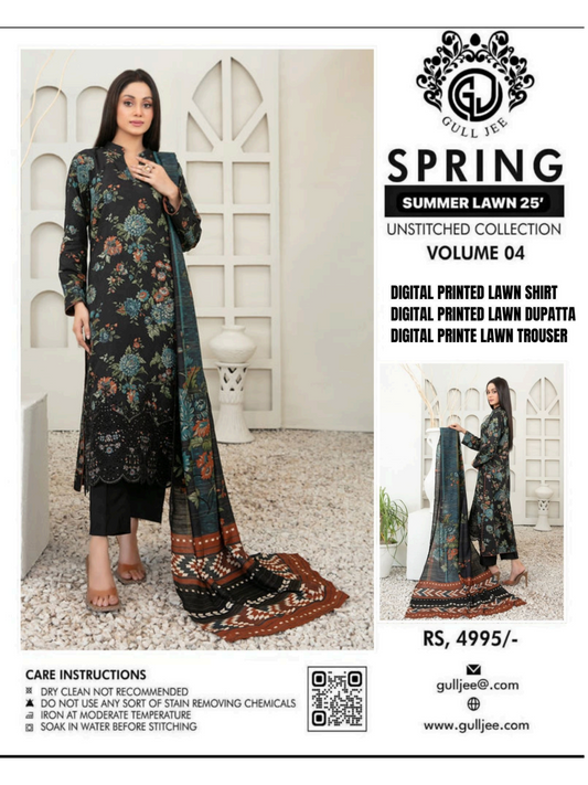 Gull Jee Spring Vol 04 Unstitched Lawn 3 Pieces in Wholesale Price 🔥🧡