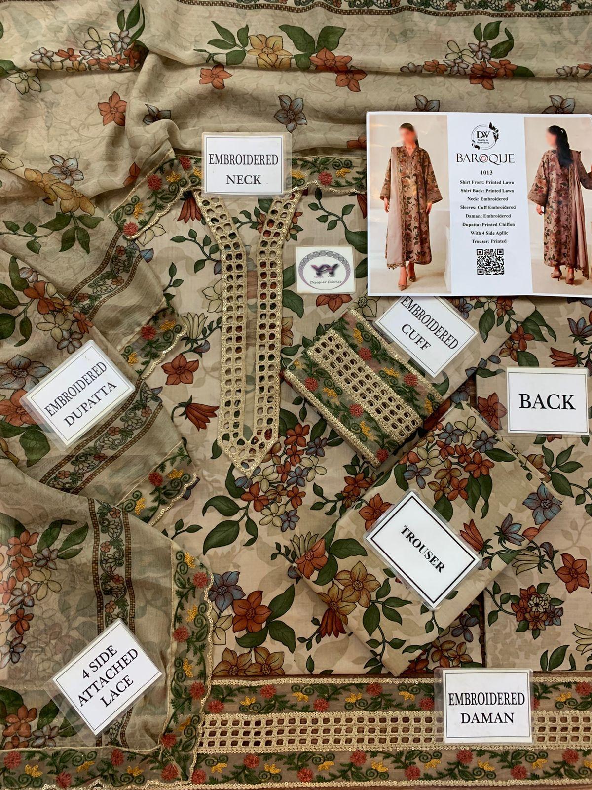 Baroque Elegant 3PC Unstitched Lawn Suit Collection