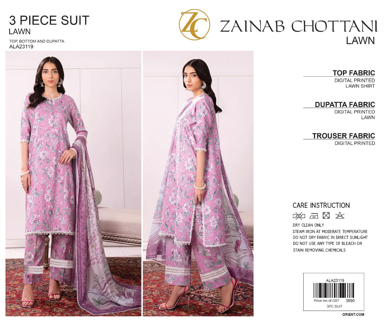 Zainab Chottani Unstitched Lawn 3 Piece in Wholesale Price 🔥