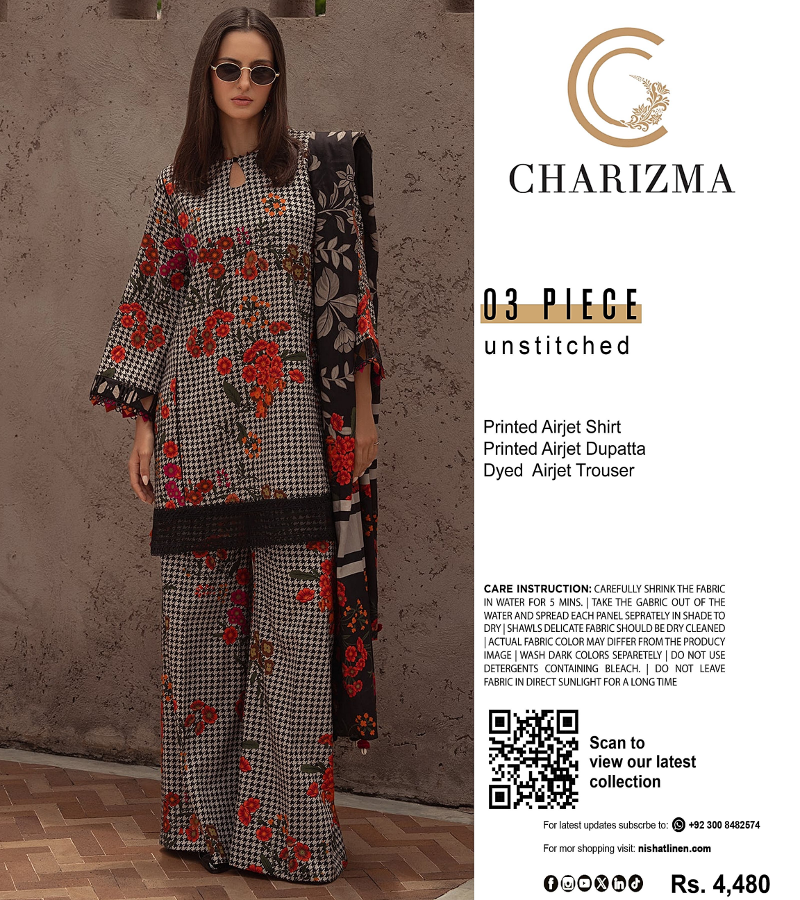 CHARIZMA LAWN COLLECTION 3 PIECE SUIT Design # 08