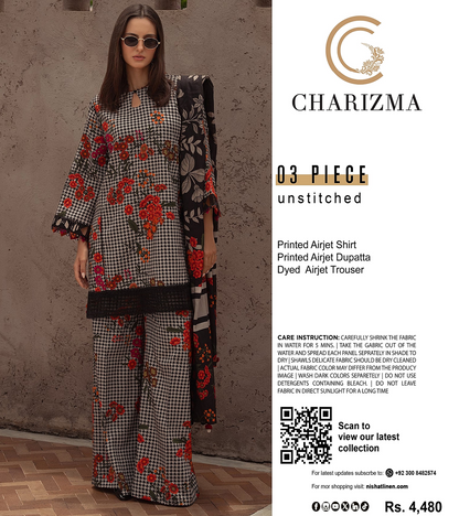 CHARIZMA LAWN COLLECTION 3 PIECE SUIT Design # 08