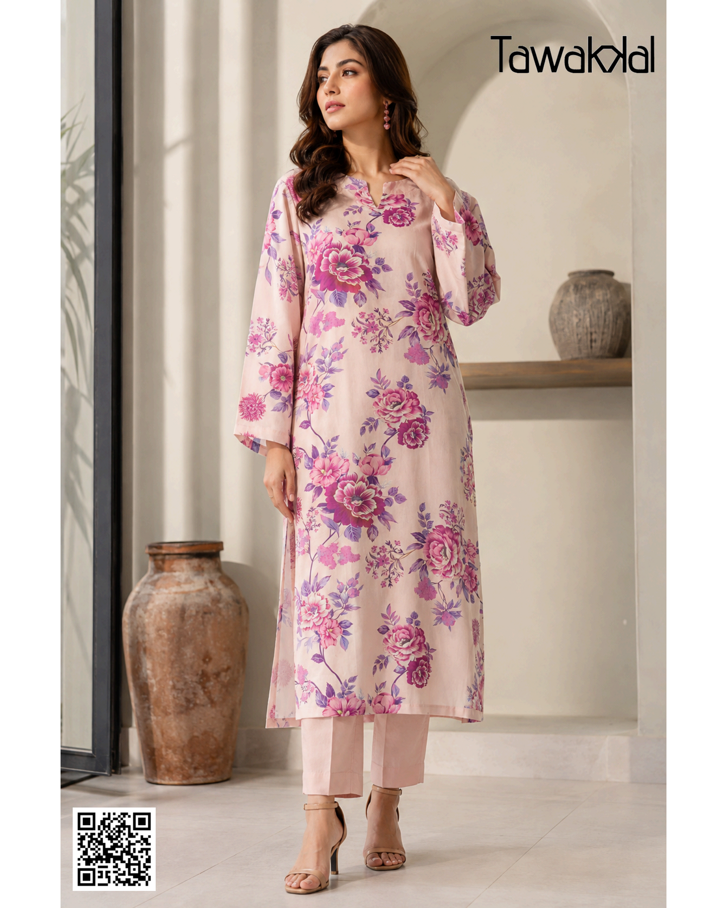 Tawakkal Beige-Pink Stitched 2-Piece