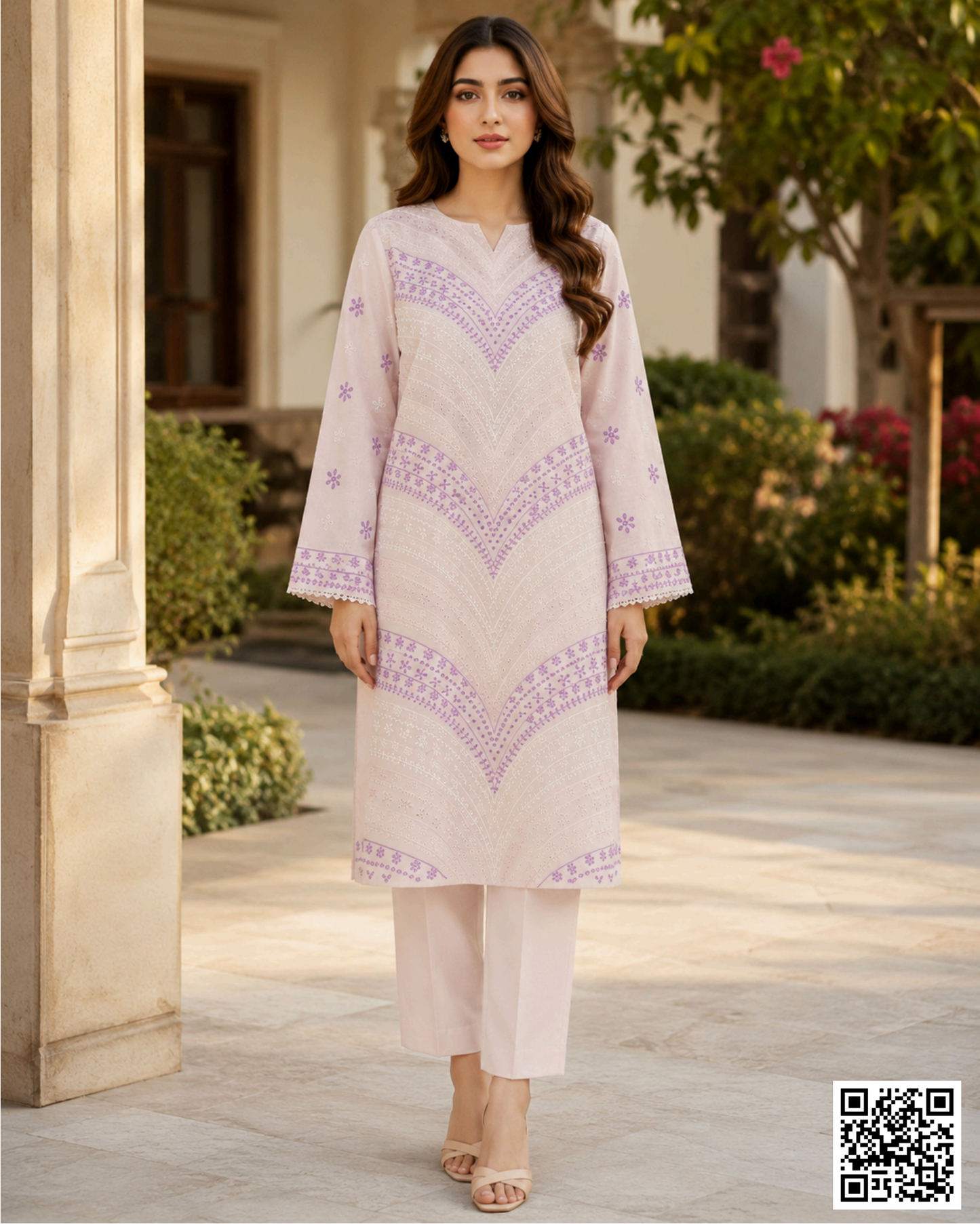 MARIA B–2PC BABY PINK Emb Lawn #3415