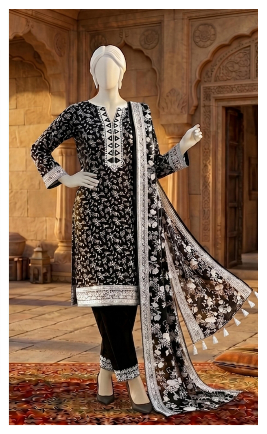 Sawera B&W Unstitched 3Pcs D-05