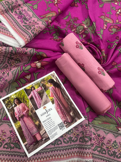 AsimJofa Pink Printed 3Pcs