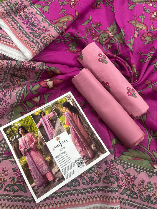 AsimJofa Pink Printed 3Pcs