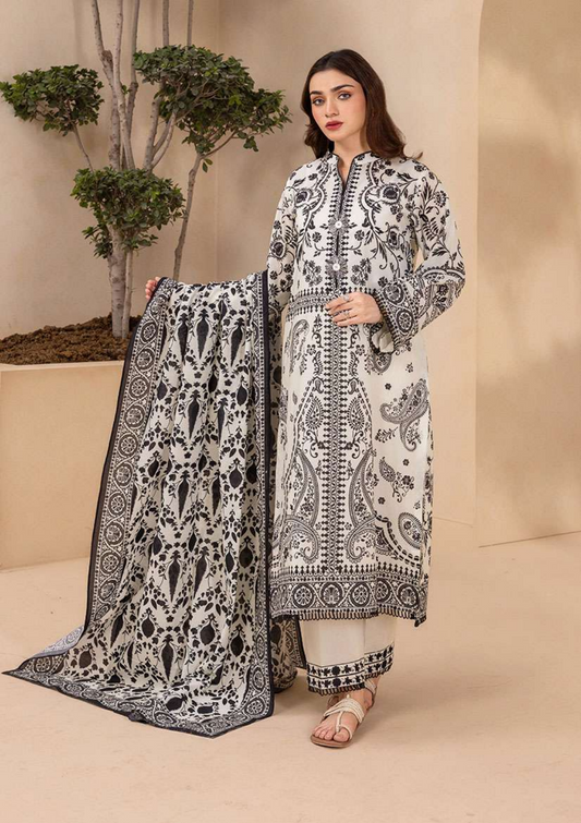 ZELLBURY Unstitched 3pcs Lawn Collection D.C:- WUS26X30745