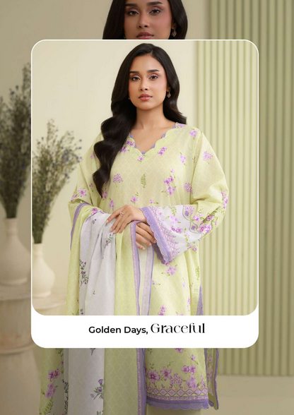 ZELLBURY Unstitched 3pcs Lawn Collection D.C:- WUS26X30757