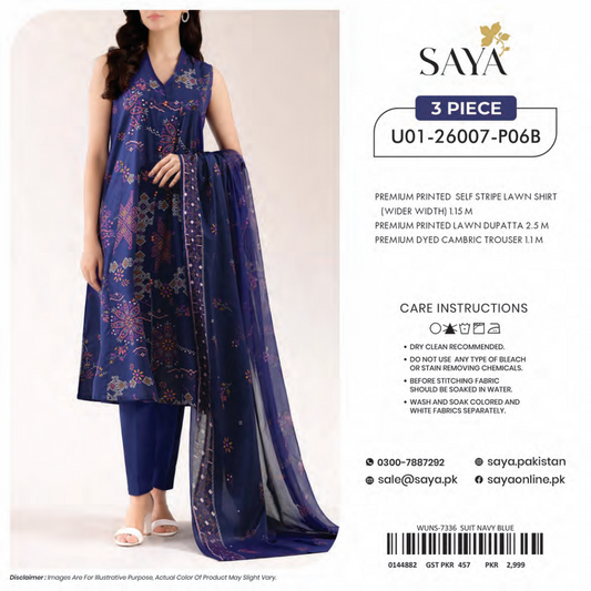 🔰💖 SAYA SUMMER COLLECTION 💖🔰 🌞👗 3 PIECE UNSTITCHED LAWN 👗🌞
✨ Premium Quality | Elegant Prints | Summer Ready 🌸☀️💫