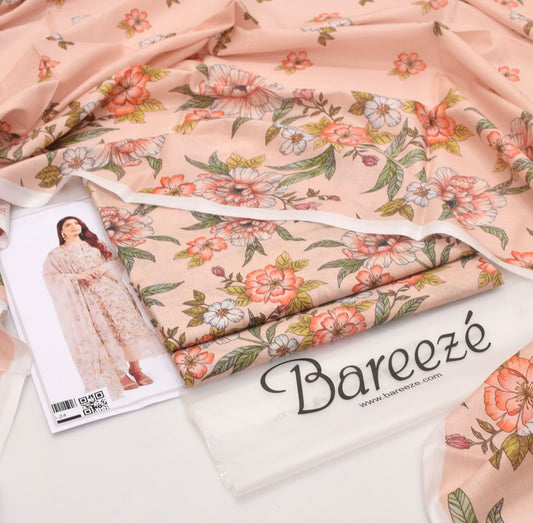 Bareeze Unstitched Lawn 90/70 Quality 3 Pieces