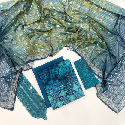 Fleur By Almeerah - Teal Horizon – Digital Chundri Lawn