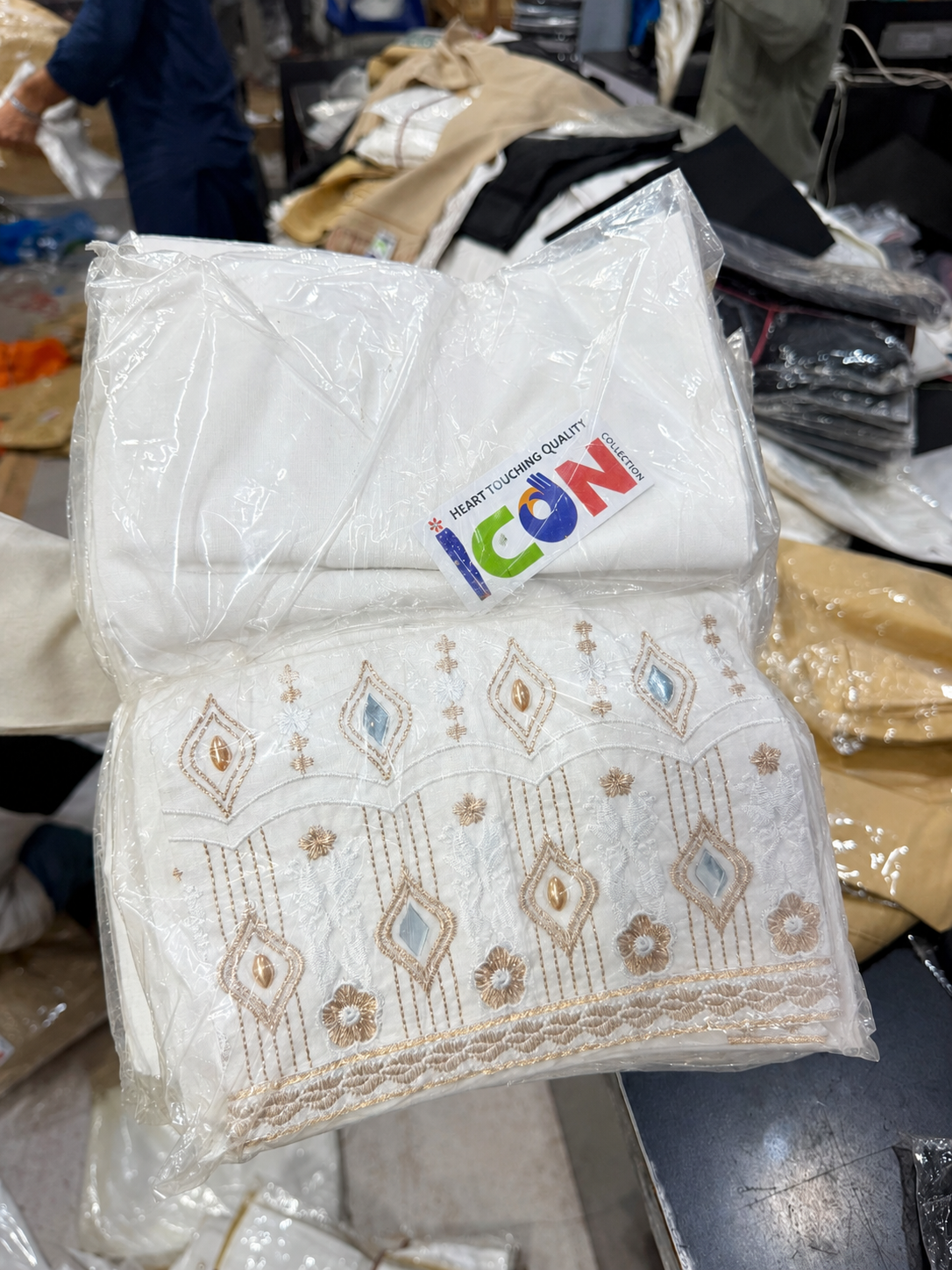 Cotton & Jamawar Embroidered Standard Size Trouser