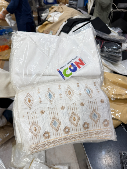 Cotton & Jamawar Embroidered Standard Size Trouser