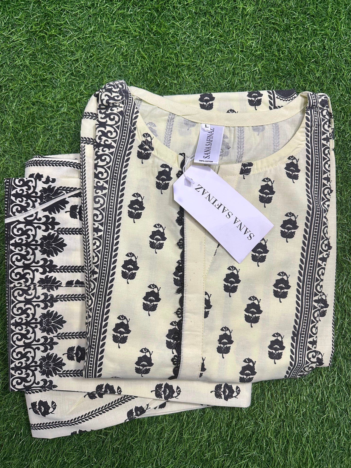 SanaSafinaz Stitched 2PCS Beige-BLK