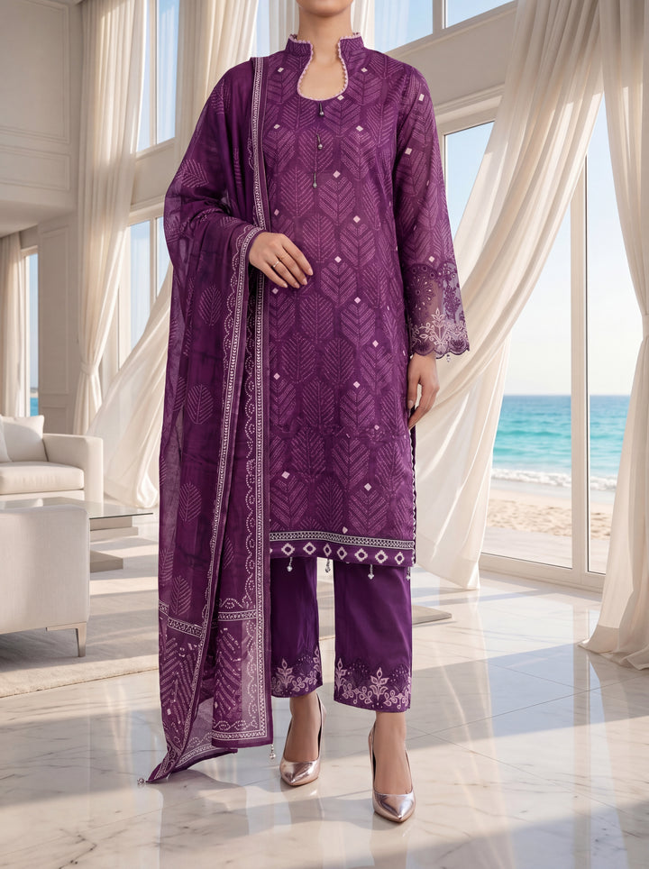 Fleur By Almeerah – Amethyst Glow - Digital Chundri Lawn
