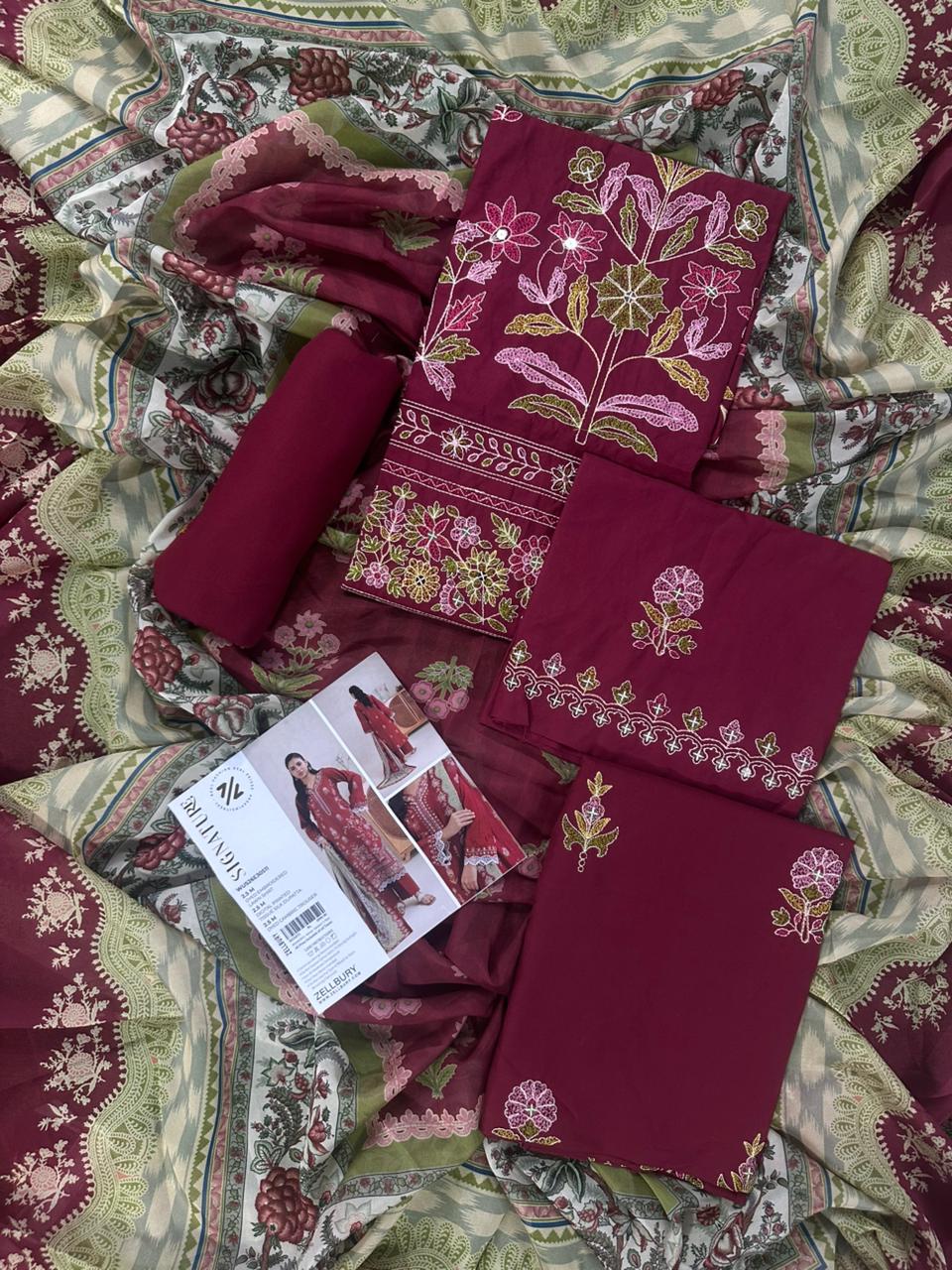Zellbury Signature Embroidery Unstitched 3PCs Collection D-C:- WUS26E30511