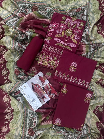 Zellbury Signature Embroidery Unstitched 3PCs Collection D-C:- WUS26E30511