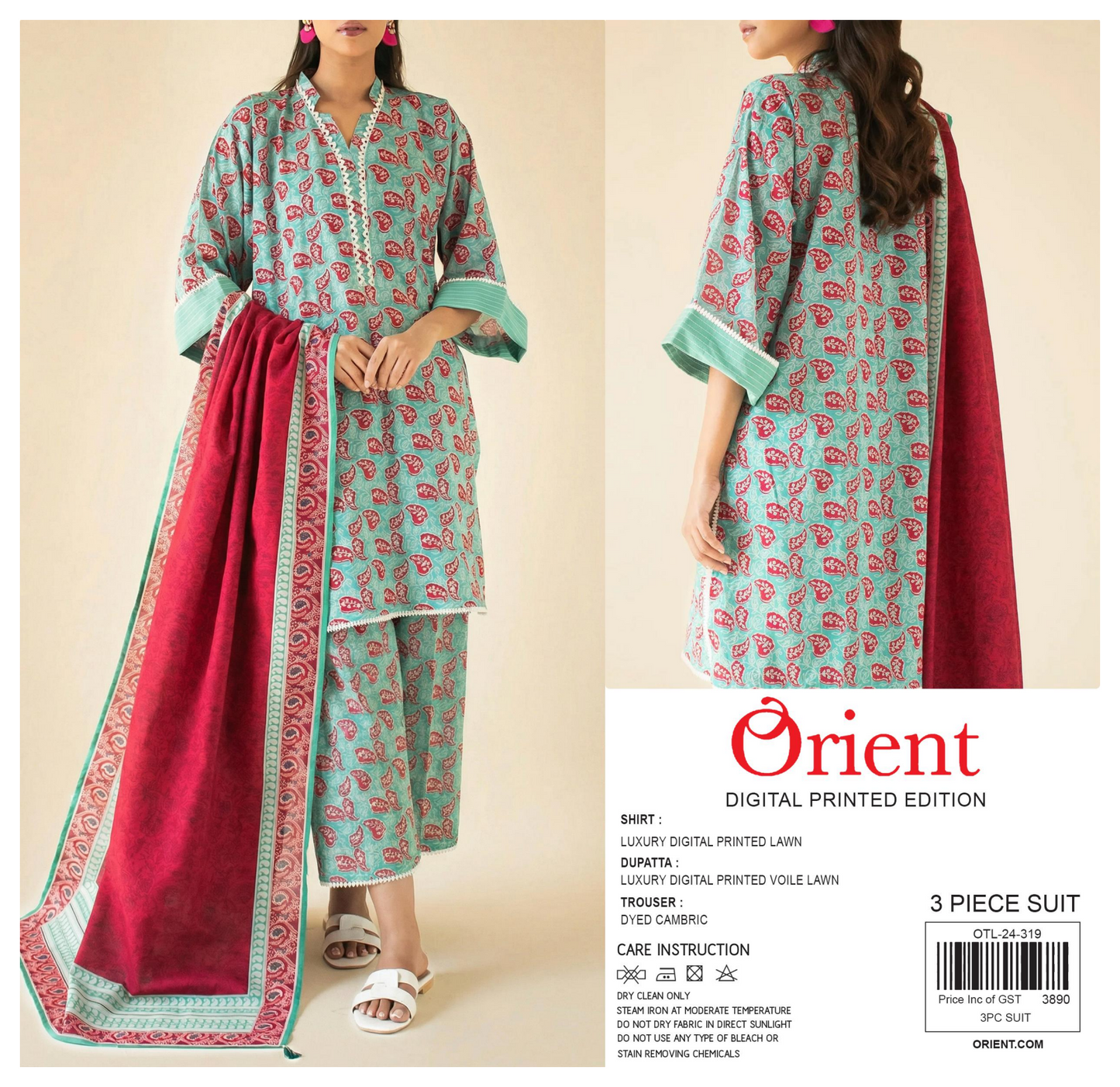 ✨💖ORIENT💖✨🌸PRINTED LAWN 3 PIECE🌸 OTL-24-319
