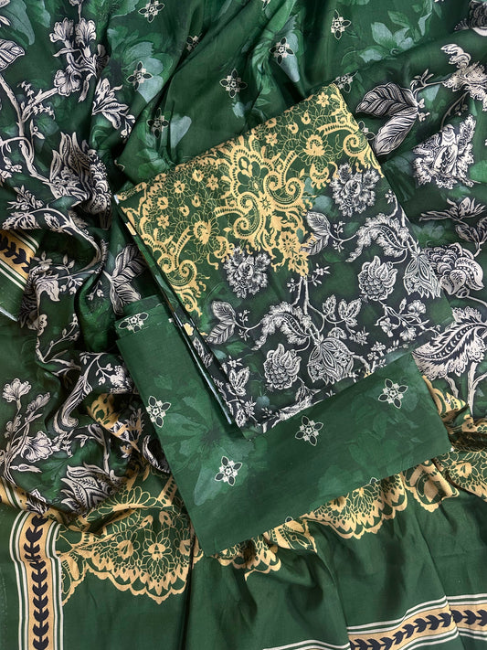 Shaista/Alhamra Green-Mustard Printed 3Pcs