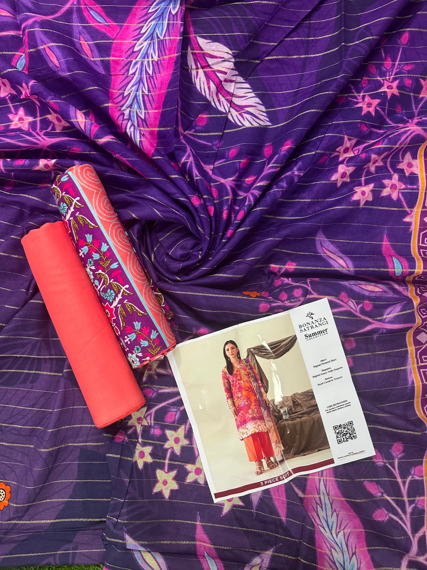Bonanza Satrangi Orange-Purple 3PCs