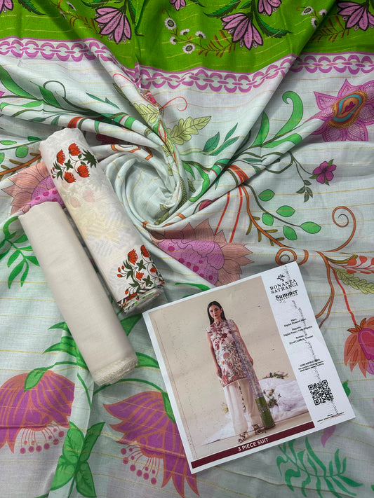 Bonanza Satrangi White 3PCs