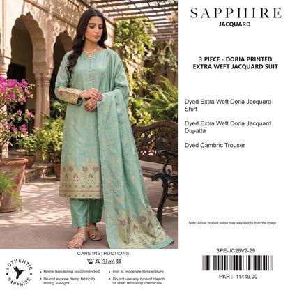 Sapphire Aqua Gold Jacquard 3Pcs