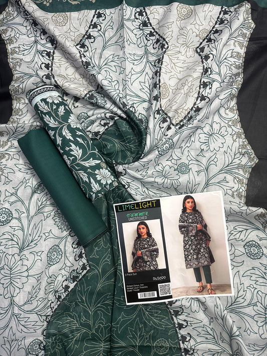 Limelight – Forest Green - Doriya Unstitched 3 PCs Suit