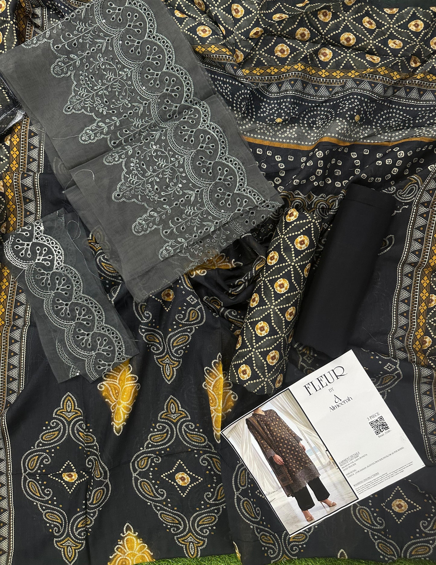 Fleur By Almeerah - Midnight Ember – Digital Chundri Lawn