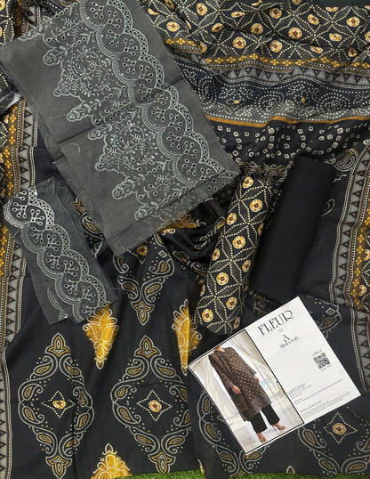 Fleur By Almeerah - Midnight Ember – Digital Chundri Lawn
