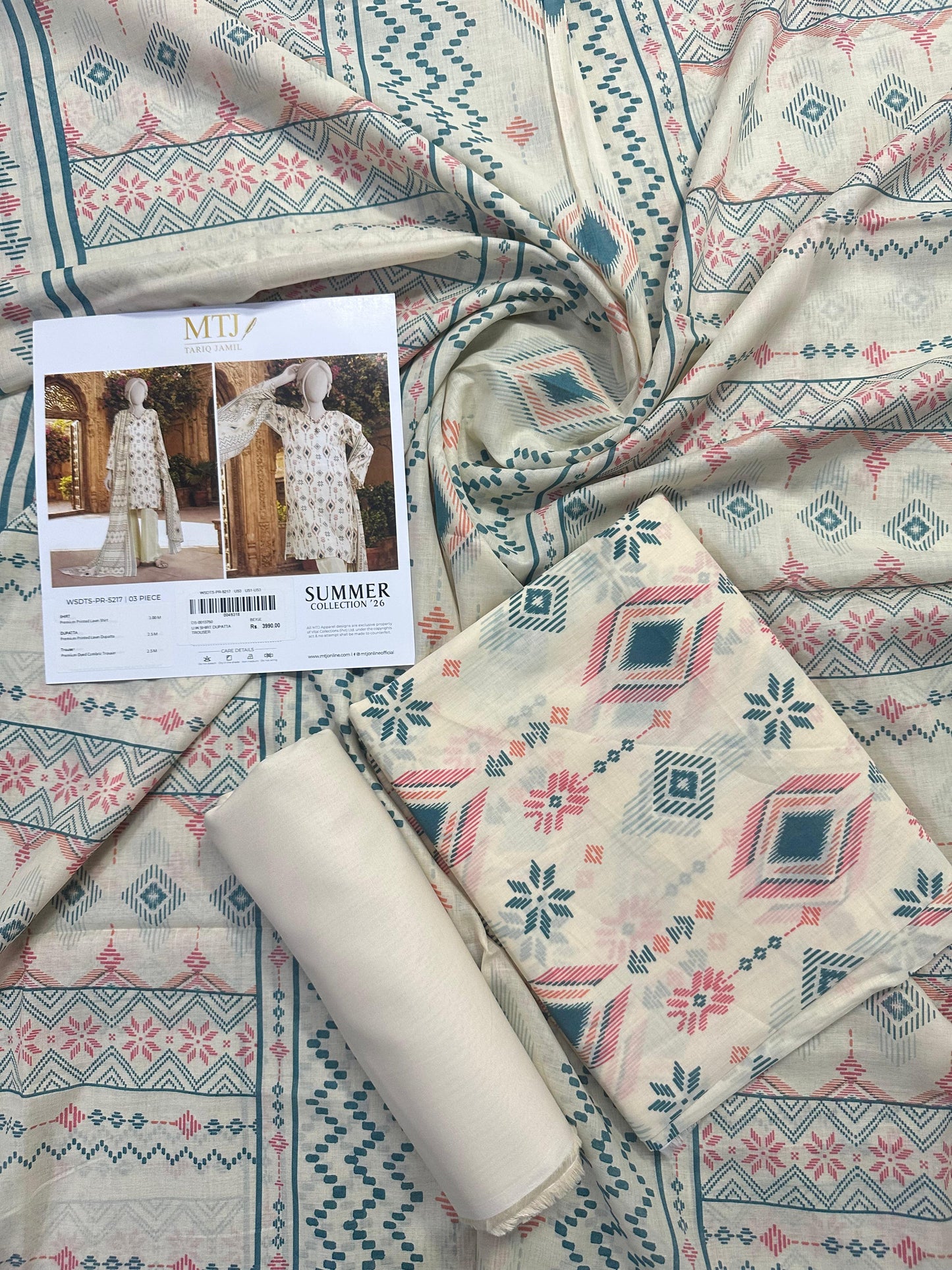 MTJ Original(WSDTS-PR-5217) Printed Lawn Unstitched Collection – Summer 2026