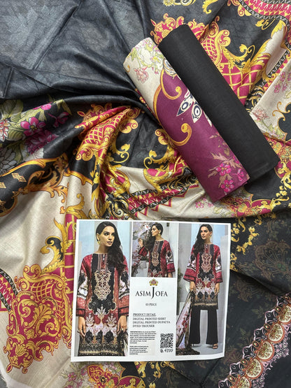 ASIM JOFA 3PC UNSTITCHED DIGITAL PRINTED COLLECTION