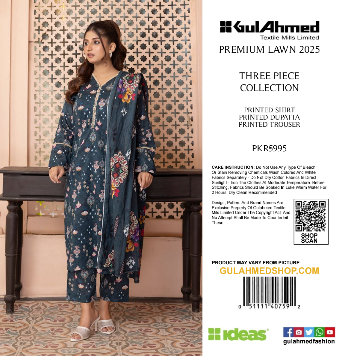 GulAhmed Lawn Zaman Original 3 PIECE