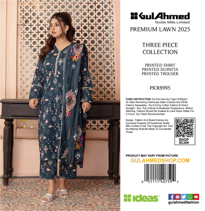 GulAhmed Lawn Zaman Original 3 PIECE