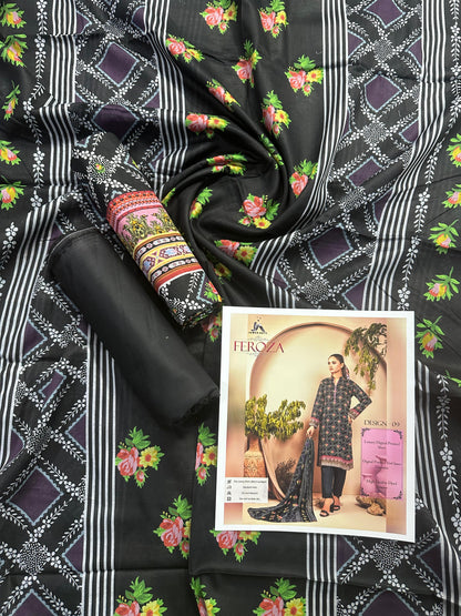 JAWED ARTS FEROZA –  3PC UNSTITCHED SUIT Design: 9