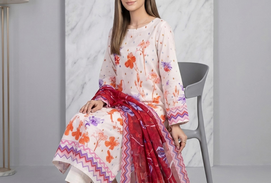 Eshaal Premium 3PC Lawn Collection Design No# SSW6U3P412UT