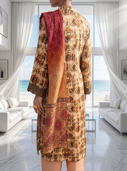 Fleur By Almeerah - Golden Zephyr – Digital Chundri Lawn