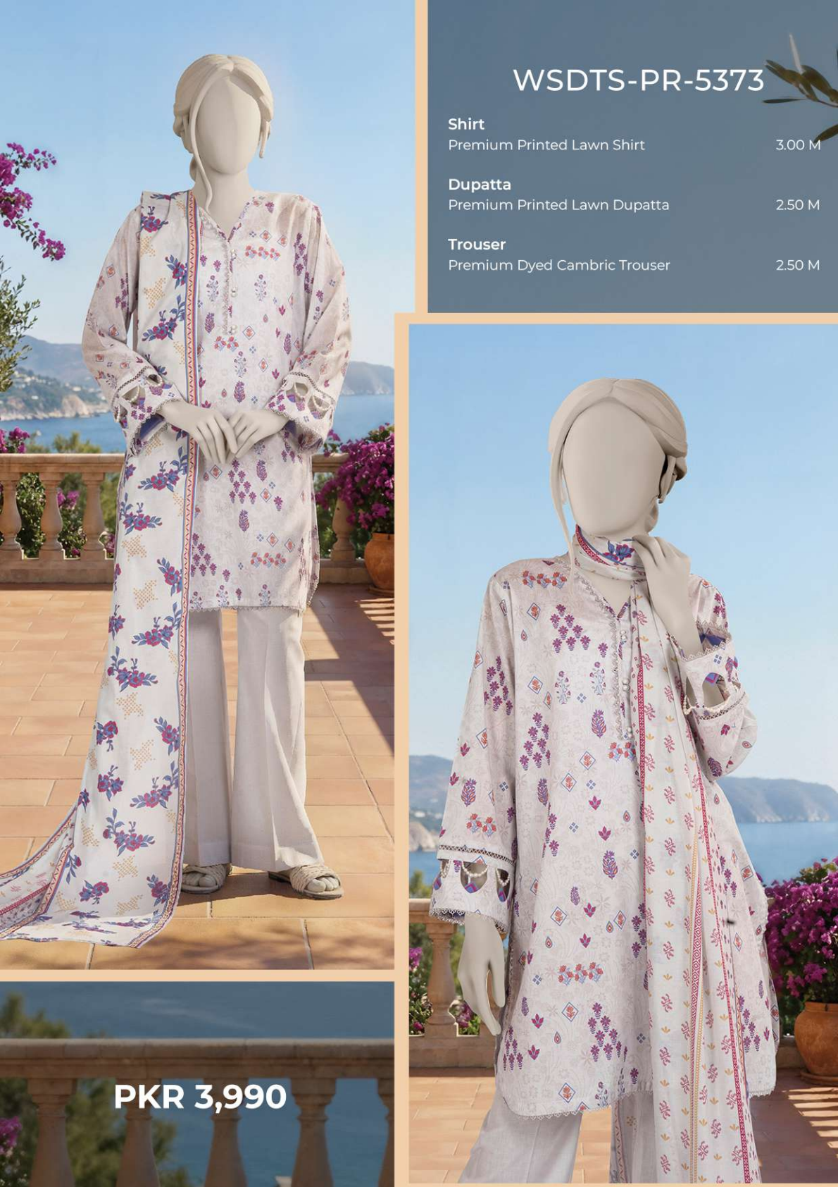 MTJ Original (WSDTS-PR-5373) Printed Lawn Unstitched Collection – Summer 2026