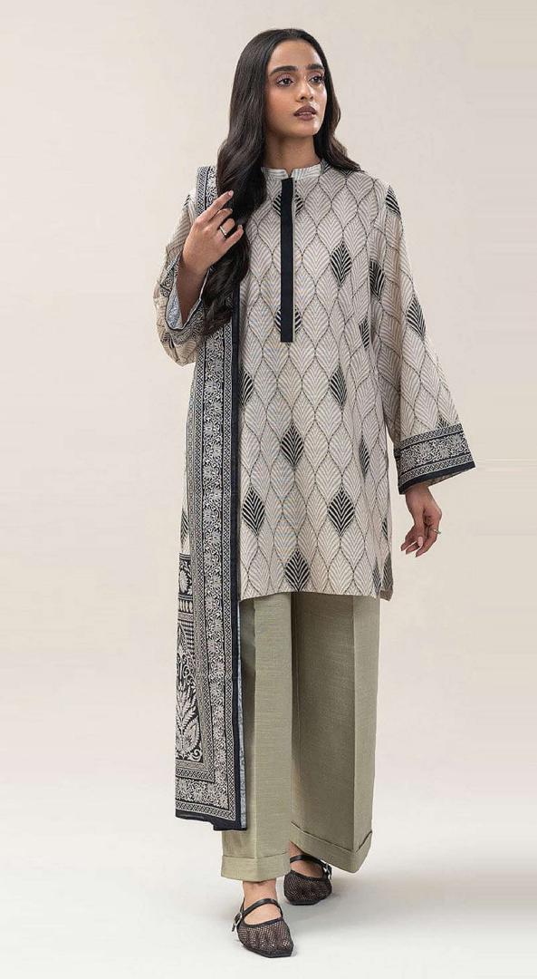 Limelight – Beige & Black - Doriya Unstitched 3 PCs Unstitched Suit