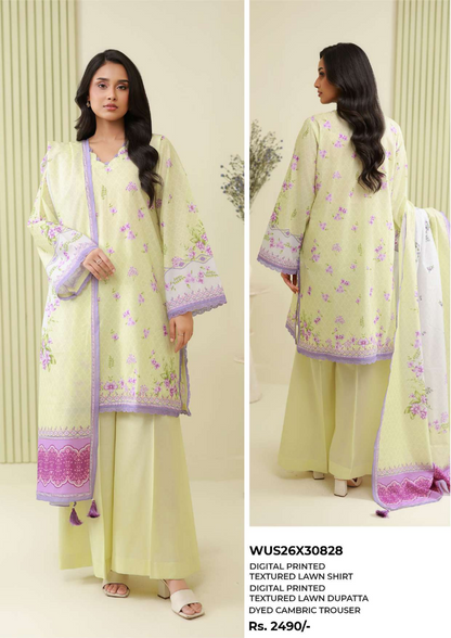 ZELLBURY Unstitched 3pcs Lawn Collection D.C:- WUS26X30757
