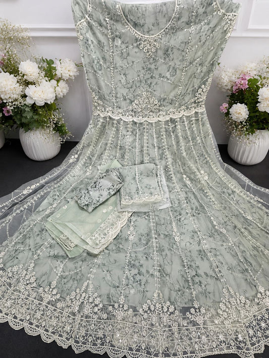 Shanzay Sea Green Luxury Embroidered Collection