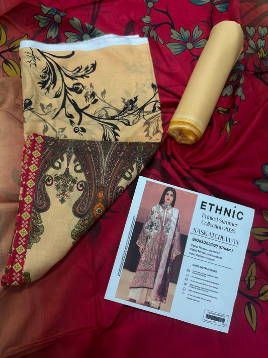 Ethnic Cream Digital Printed Lawn Collection