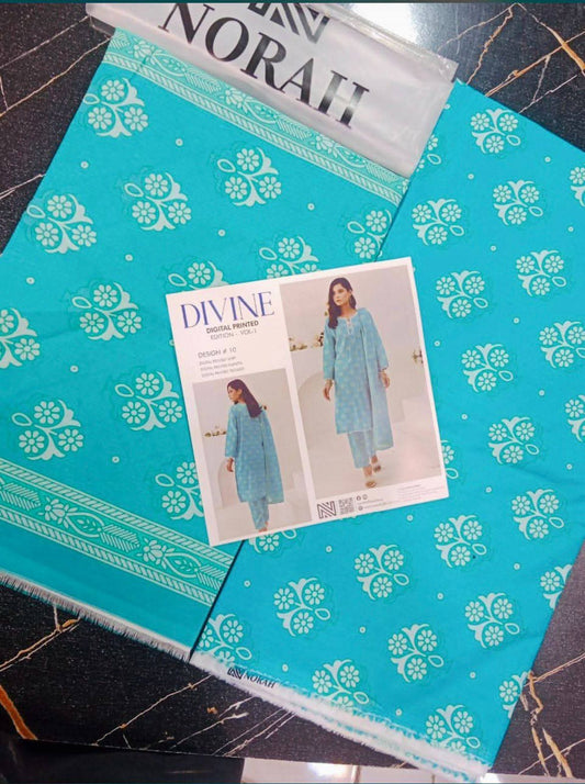 Divine Printed Lawn - Light Blue - D-10