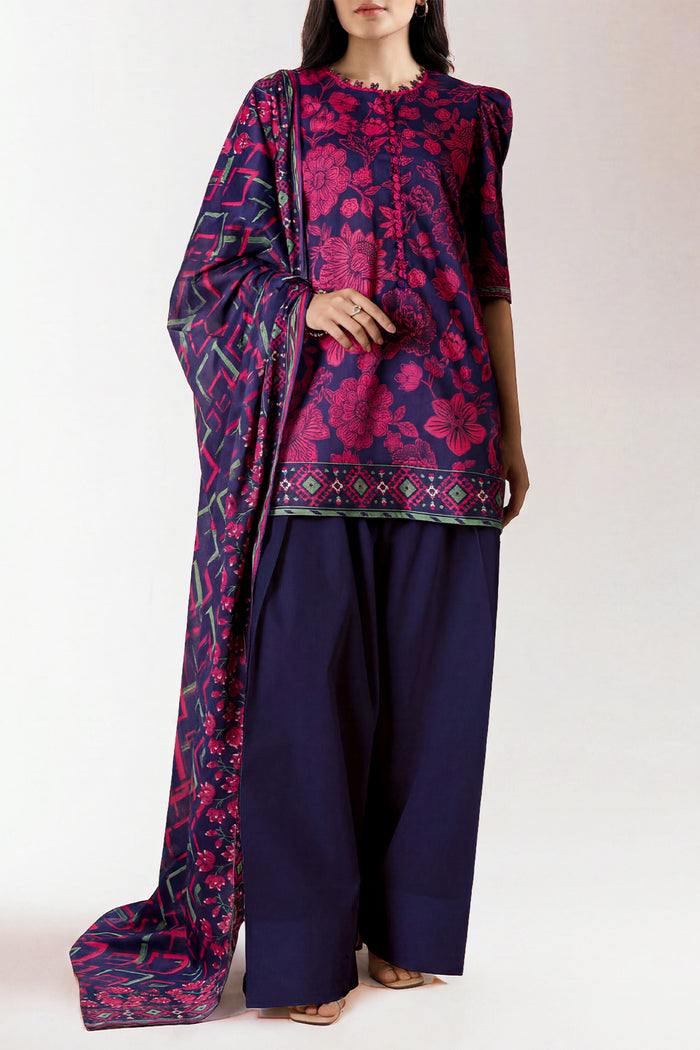Saya Blue& Pink 3PCs Printed Lawn Unstitched Collection
