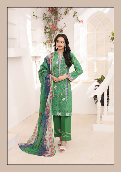 Bonanza Emerald Green Embroidery 3pcs Unstitched Collection